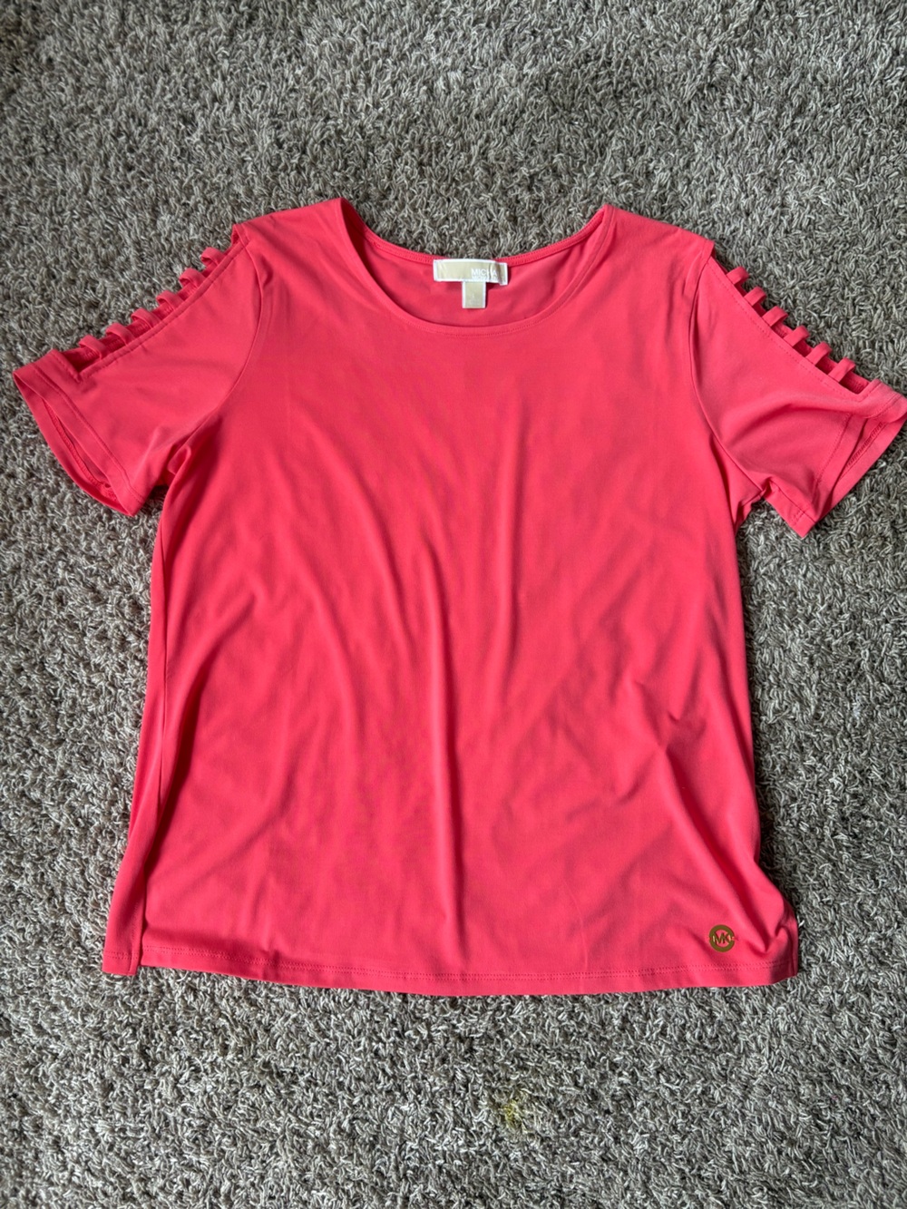 Michael Kors Coral Pink Short Sleeve Ladder-Sleeve Tee